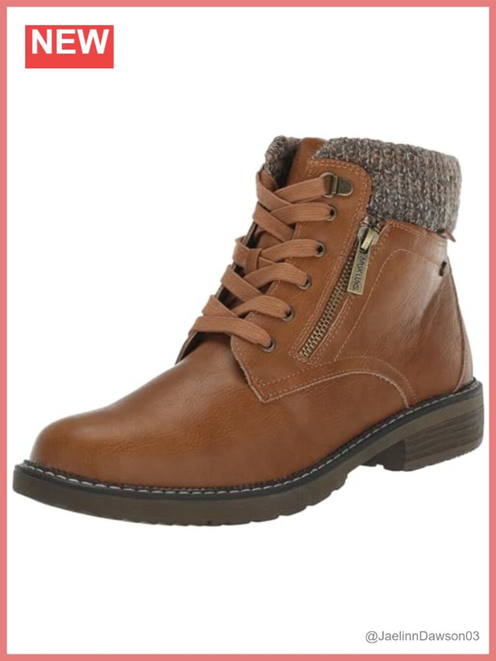 Padded Sweater Cuff Hiking Boots Ankle Bootie Leather Muk Luxe Lining
